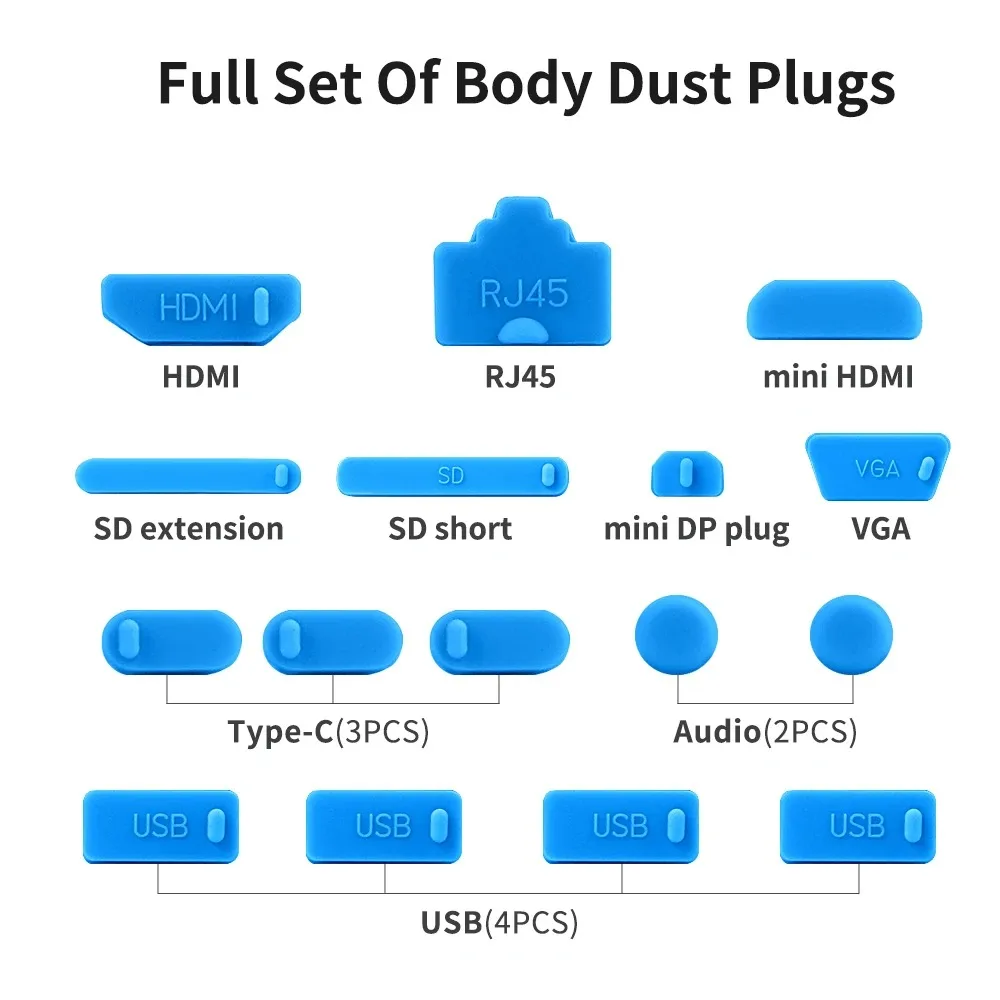 จุกปิดกันฝุ่นซิลิโคนสำหรับพอร์ต USB Type C ของแล็ปท็อป อุปกรณ์เสริมสำหรับโน้ตบุ๊ก ป้องกันฝุ่นละออง ชุดจุกปิดกันฝุ่น