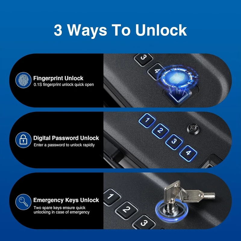 Gun Safe Box Hidden Portable Hand Gun Safe Fingerprint Biometric  steel metal digital hand gun electronic safe box