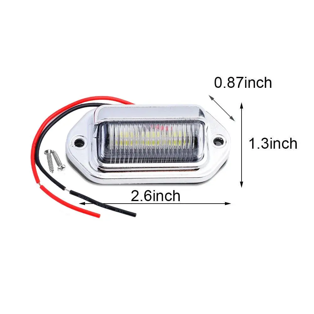 2PCS 6 LED รถใบอนุญาตจํานวนแผ่นสําหรับ SUV รถบรรทุกรถพ่วง Van แท็กขั้นตอนโคมไฟหลอดไฟสีขาวรถผลิตภัณฑ์ใบอนุญาตไฟ