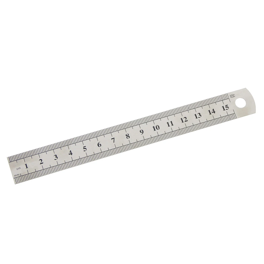 Pie de costura de 15cm, regla recta de Metal de acero inoxidable, herramienta de medición de doble cara de precisión
