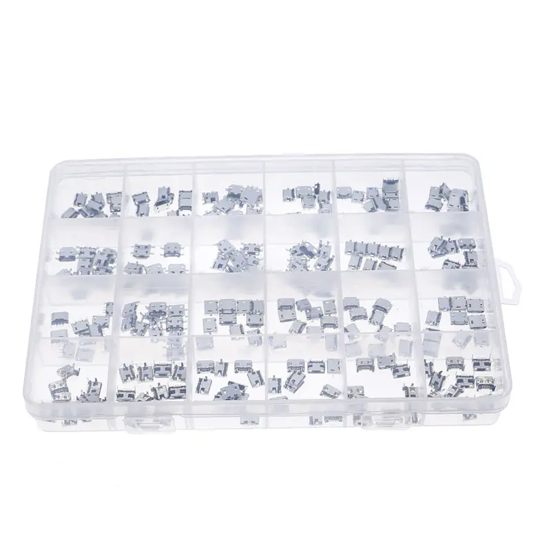 240 Pz 24 Modelli Micro USB Presa del Connettore Martinetti MP3/4/5 Moblie Telefono E Mobile Power Ban Kit Assortiti SMD DIP Socket Set