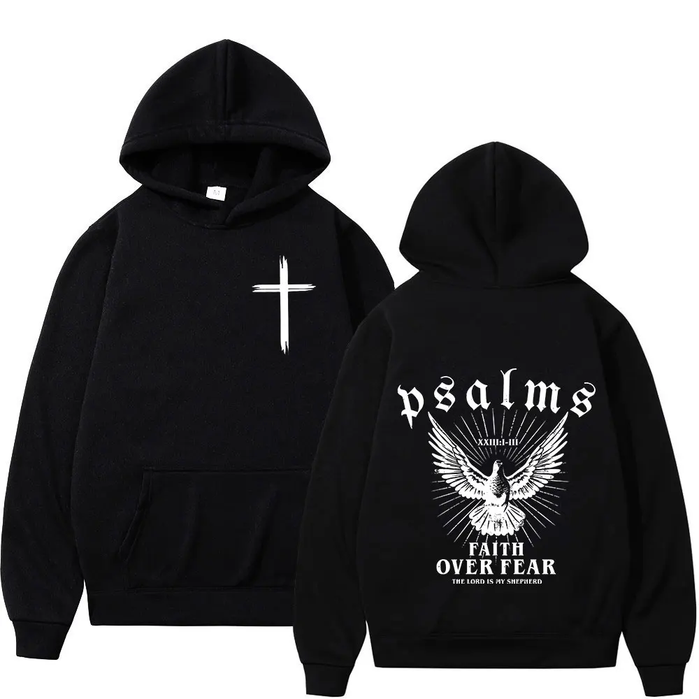 Sudaderas con capucha con versículo de la Biblia para hombre y mujer, sudaderas cristianas de Jesús, fe sobre el miedo, jerséis Vintage de moda, ropa de calle