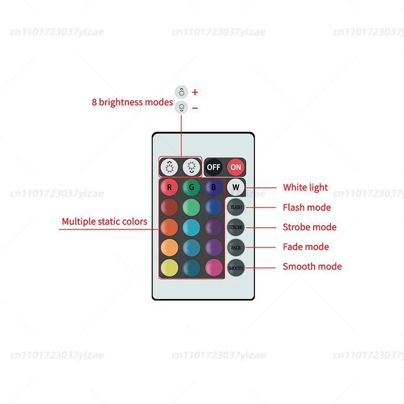 Lâmpada LED infravermelha RGBW 4 cores 220V com controle remoto - RGB + iluminação branca fria, modos ajustáveis, operação fácil para casa/P