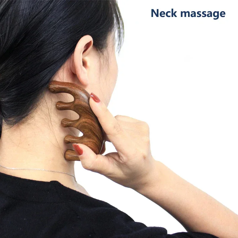Sandalwood Hair Comb Scalp Relax Acupoint Massager Portable Wooden Handle Comb Anti-static Styling Tool massager  horn comb