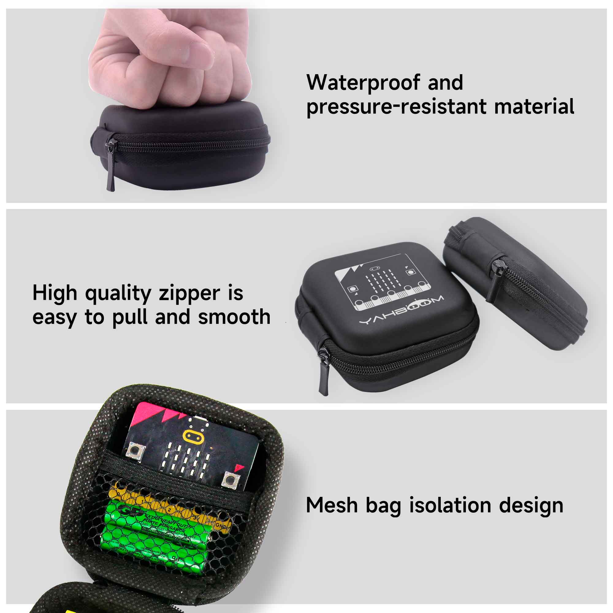 Yahboom schwarz langlebiger und wasserdichter Aufbewahrung koffer für bbc micro bit v2 v2.1 Board Support Place aaa Batterie Micro USB Kabel
