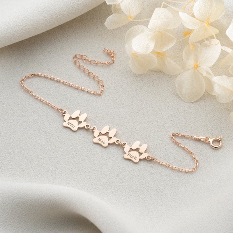 Pulseira de garra minimalista personalizada com nome gravado pulseira personalizada de aço inoxidável com garra de cachorro