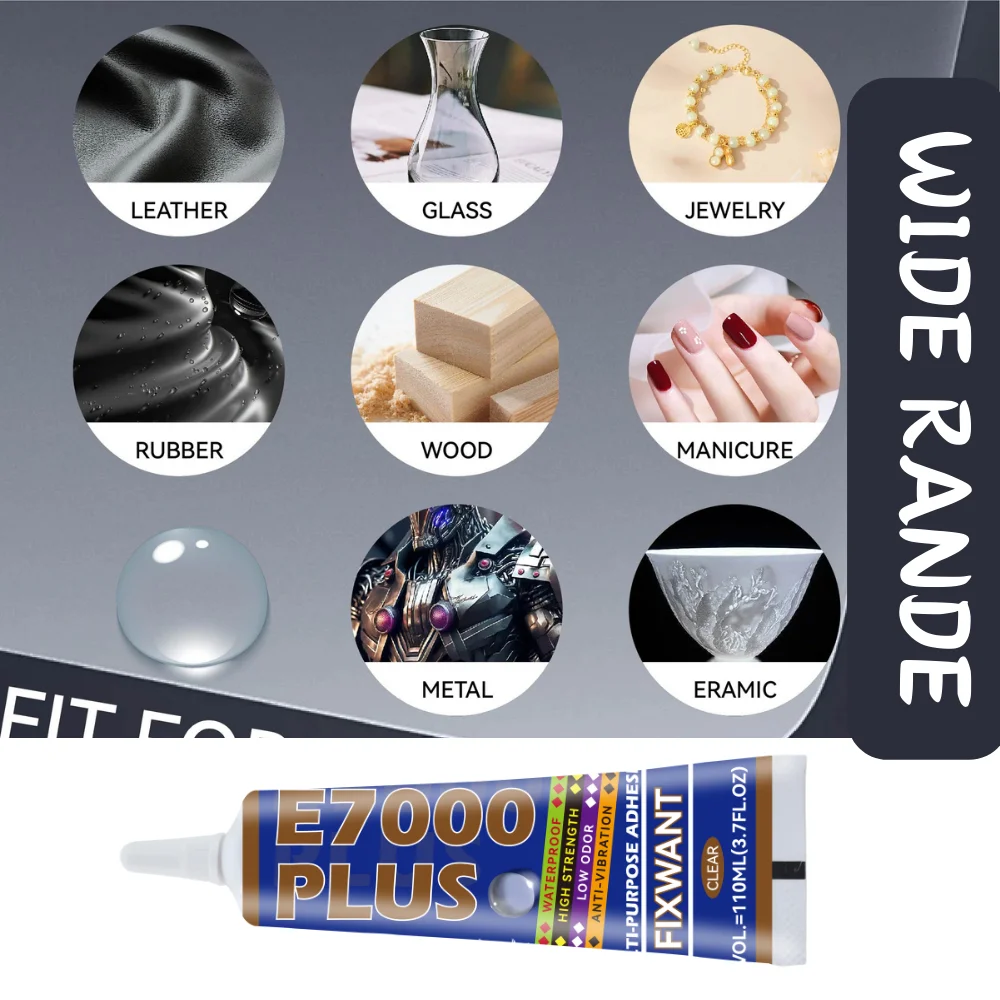 Colla multiuso E7000 PLUS: forte legame flessibile per tessuti, pelle, metallo, plastica, legno, gioielli fai da te e riparazioni