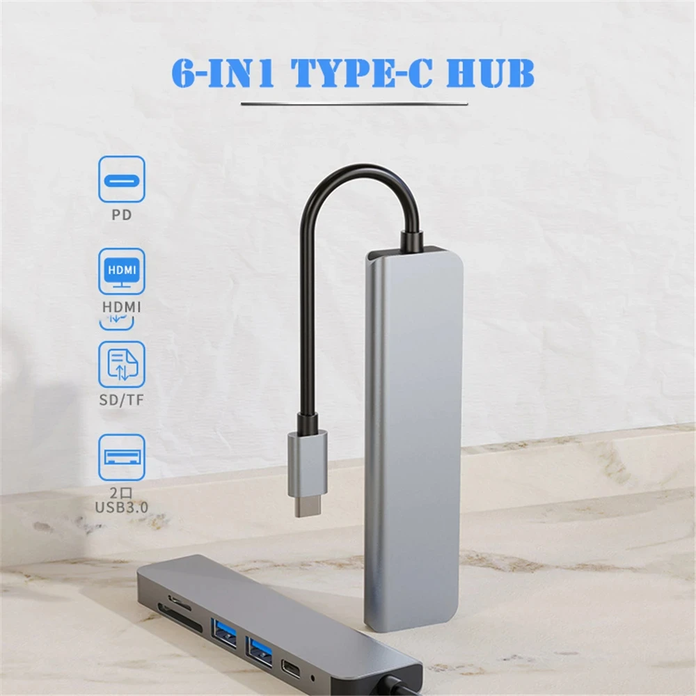 6 in 1 USB HUB C type-c HUB USB C to USB 3.0 HDTV-Compatible Dock for MacBook Pro For Nintendo Switch USB-C Type C 3.0 Splitter