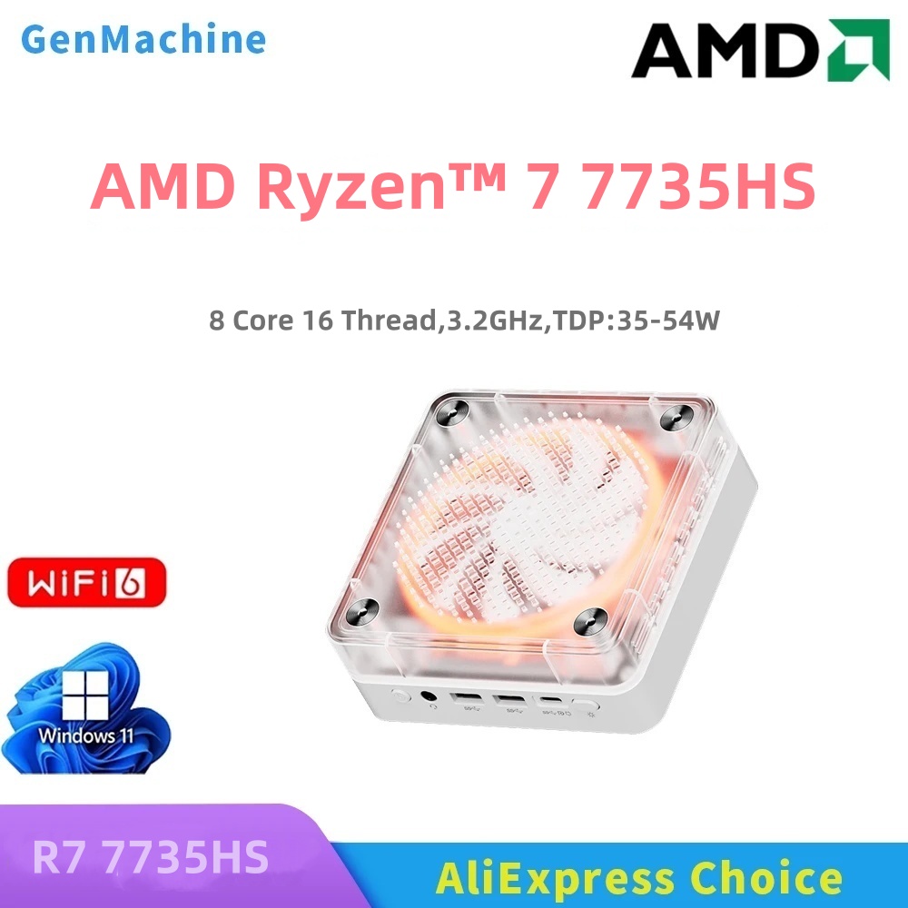 GenMachine AMD Ryzen 7535HS 7535U 7735HS 7735U Windows 11 Ryzen МИНИ-ПК WIFI6 игровой компьютер «сделай сам» Мини-ПК Ordenador