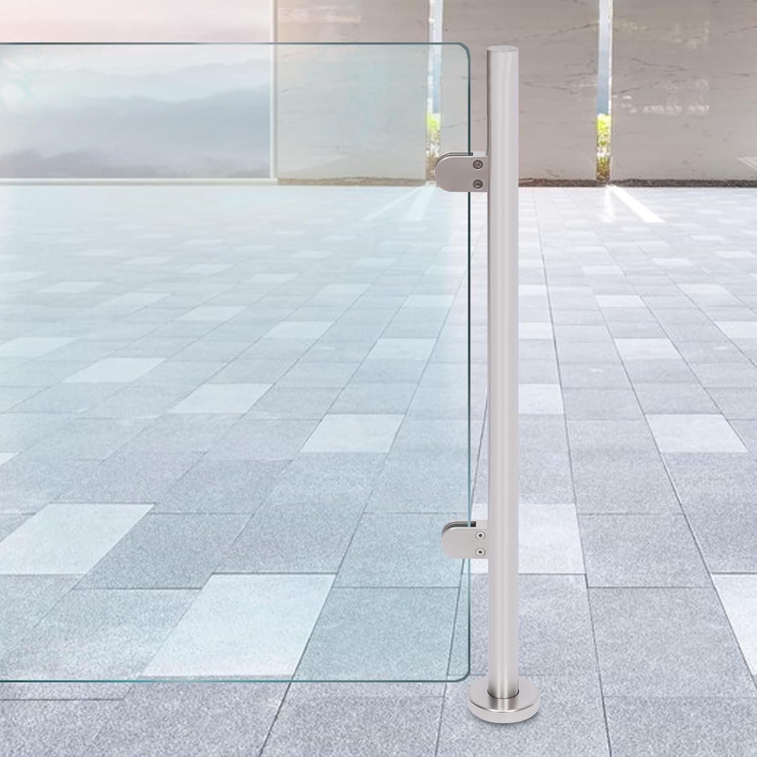 Glass Balustrade Railing Post 304 Stainless Steel Railing Post Deck and Swimming Pool Guardrails Post (35" End Post)