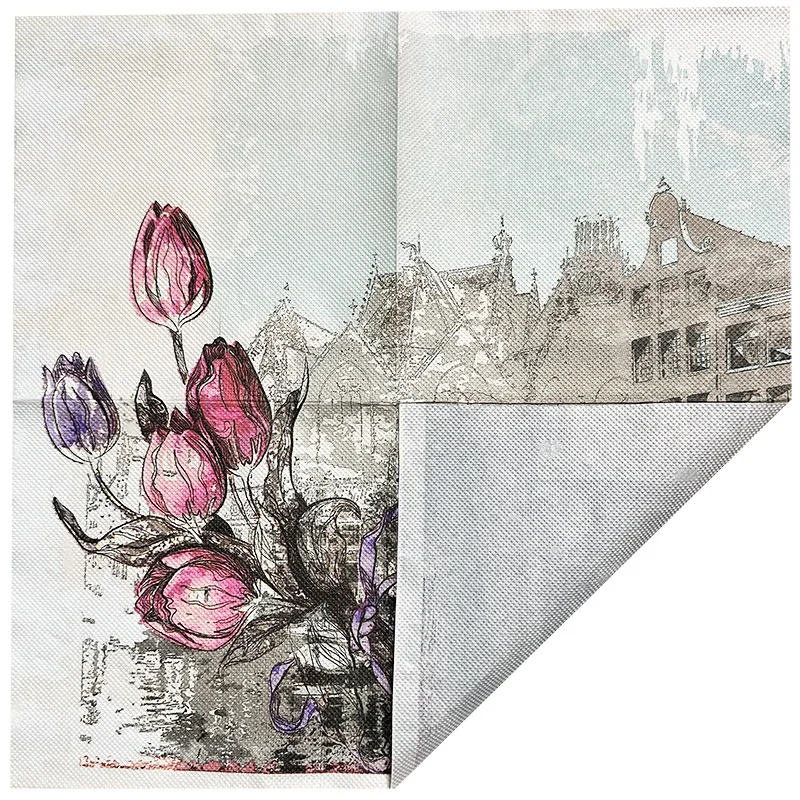 10/20 pièces/paquet 33cm journal ancien Style plat os Bart papier noir et blanc Architectural Floral fête décoration papier napperon
