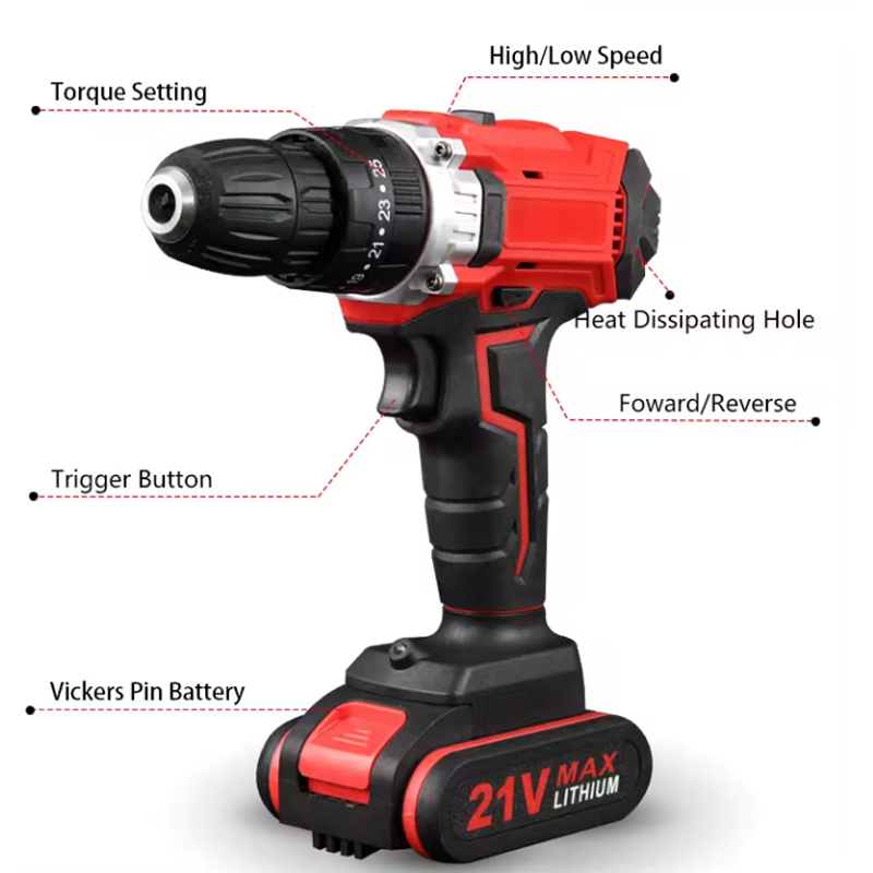 Utensile elettrico fai-da-te Trapano a batteria 21V Mini cacciavite elettrico a mano ricaricabile a batteria dotato di batteria al litio
