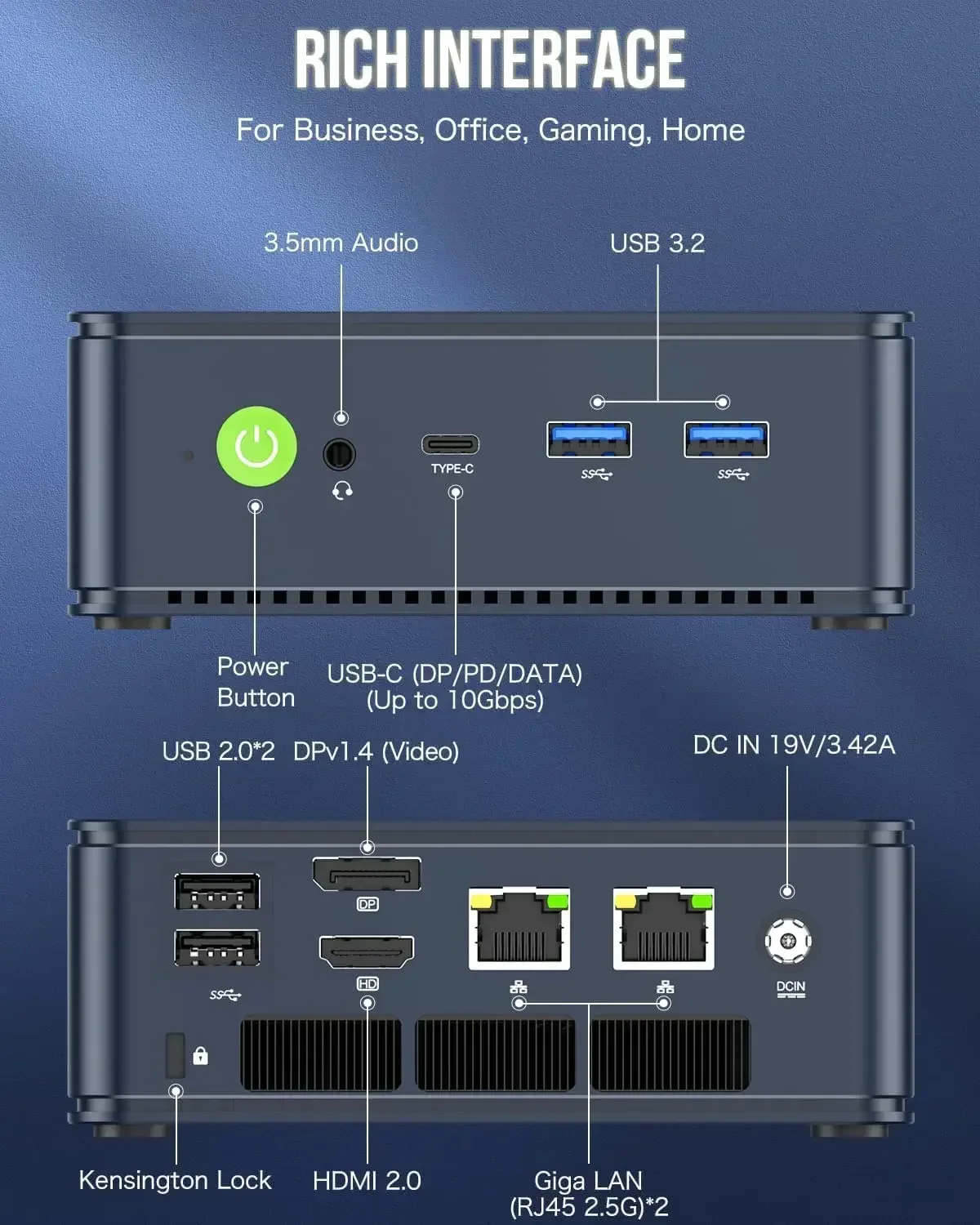 US.EU GMKtec M5 Plus Ryzen 7 5825U Mini PC Windows 11 Pro DDR4 Dual Channel NVMe M.2 SSD WIFI6E BT5.2 Desktop Office Gaming Comp