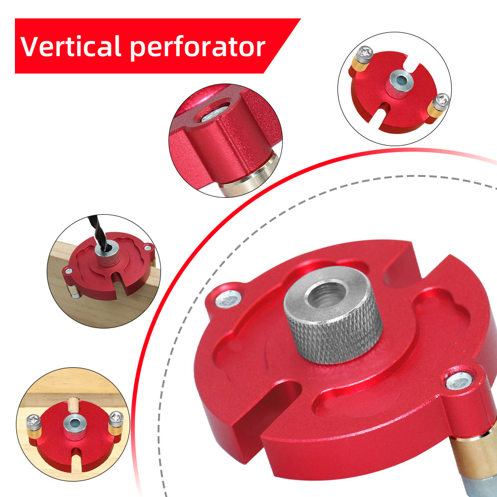 Woodworking Self-Centering Dowel Jig Kit W/ 3-10mm Steel Bushing - Aluminum Vertical Hole Jig Wood Splicing Drill Guide Locator