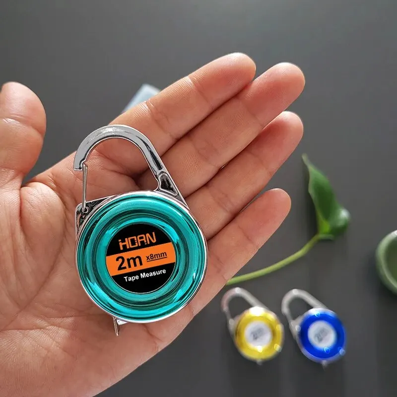 1 Stück Mini-Schlüsselanhänger-Maßband, 2 m Stahlbandmaß, zartes kleines Stahllineal, Mehrzweck-Stahlbandmaß, Geschenklineal
