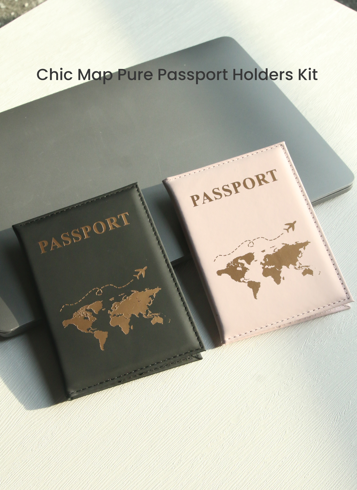 Clearance_2PCS Capas para passaporte de viagem com padrão de mapa mundi Capa protetora para cartão de crédito de viagem ID e documento Passpo
