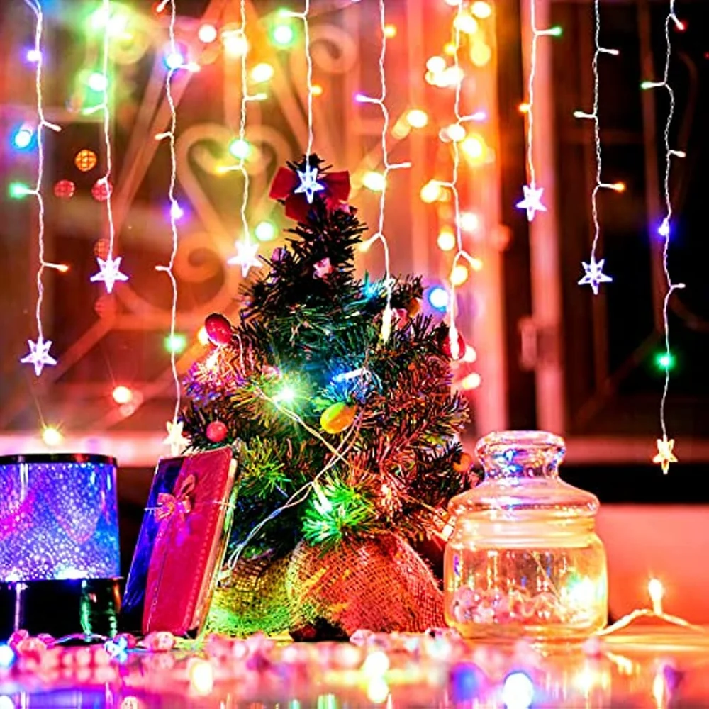クリスマスデコレーションライト屋外 20 メートル 864 LED ストリート花輪つららライト屋外防水カーテン妖精ストリングライト
