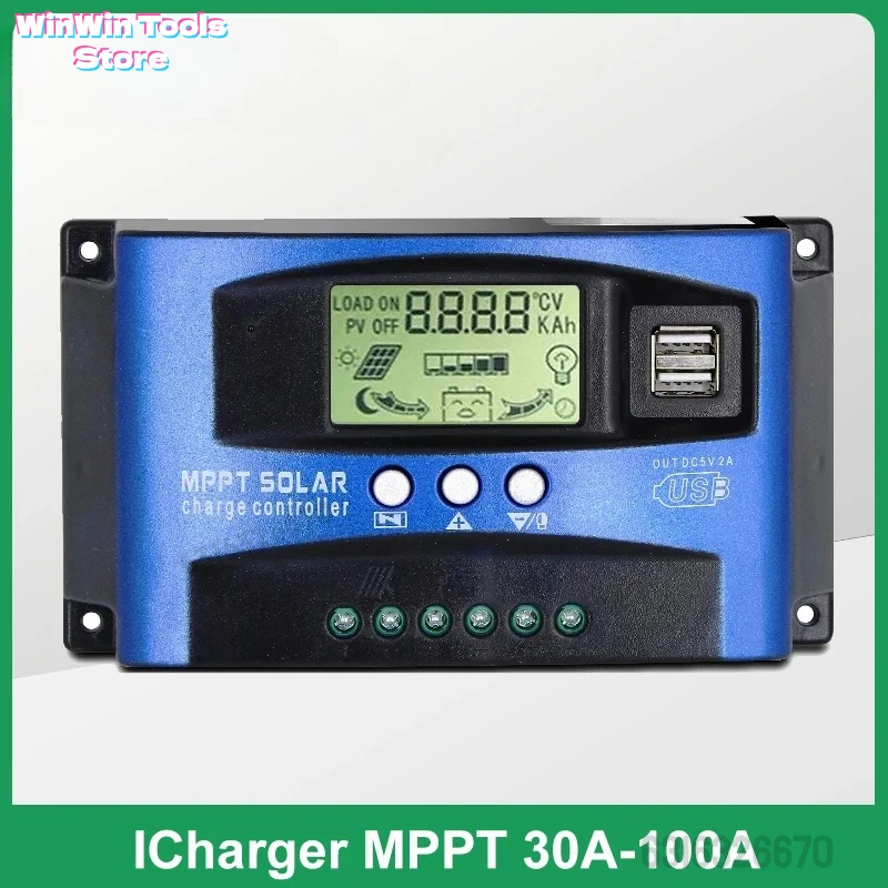 ECGSOLAX 30A 40A 100A MPPT Solar Laadregelaar 12V 24V Auto Solar Regulator Met LCD Max PV 50VDC Solar Laadregelaar