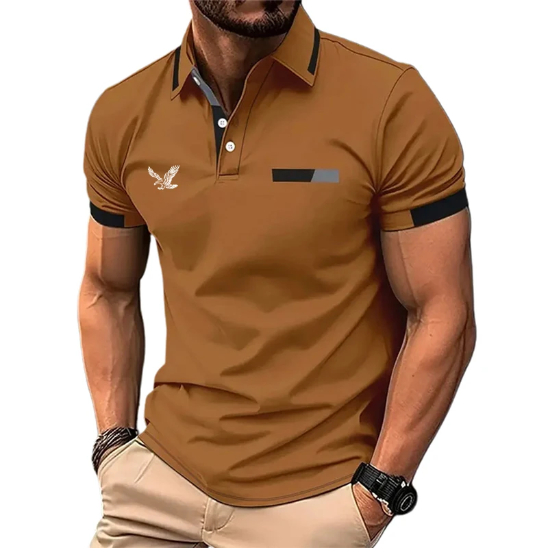 Herren Golf Shirt Golf Polo Arbeit lässig Revers Kurzarm Basic moderne Farb block Patchwork Frühling & Sommer reguläre Passform