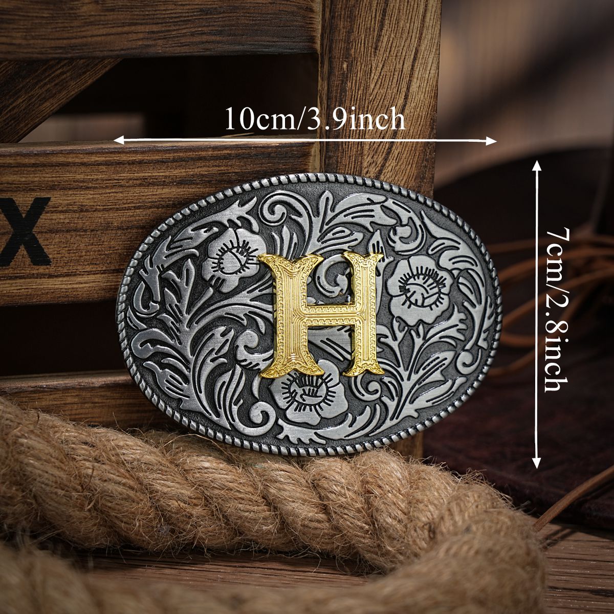 Western-Gürtelschnalle Initial Vintage-Cowboy Rodeo Silber große Gürtelschnalle für Männer Frauen