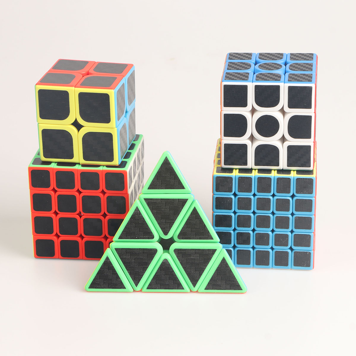カーボンファイバーステッカー 2x2 3x3 4x4 5x5Pyramidprofessional スピード楽しい教育指先圧力軽減パズルおもちゃ