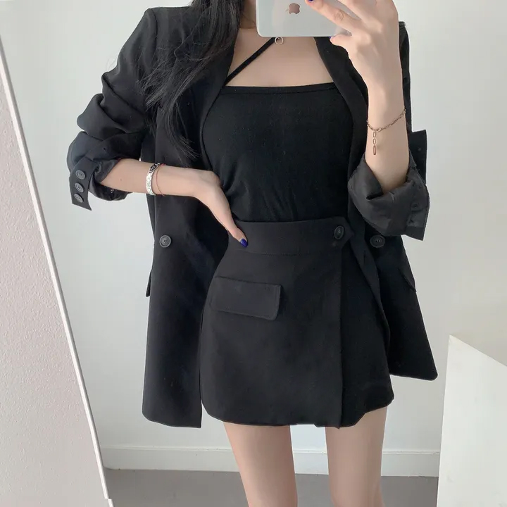 春秋の新スタイル韓国語バージョン痩身ショートスーツジャケットとスカート 2 点セットファッショナブルな多用途婦人服