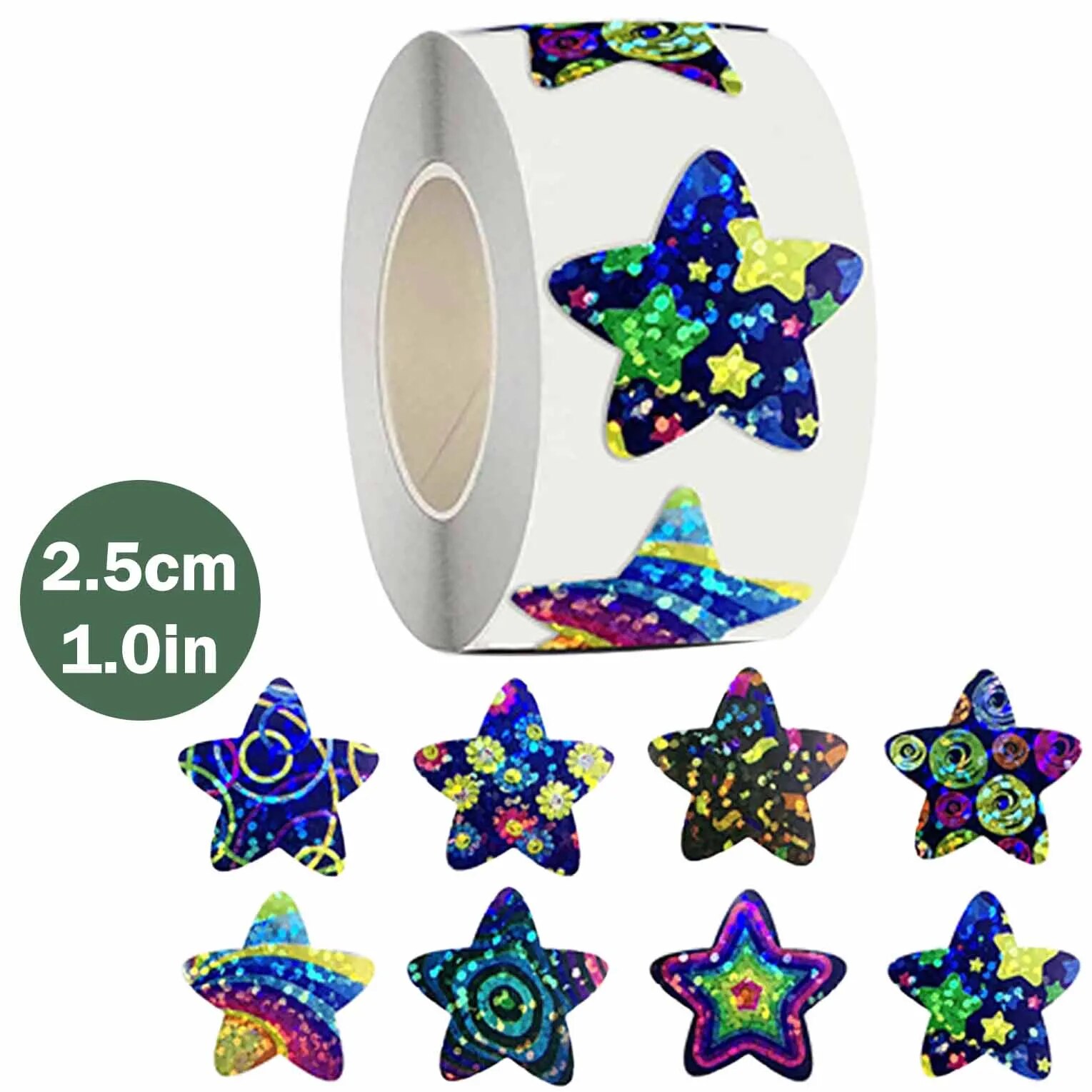 500Pcs/Roll Cartoon Outer Space Star Rewards Stickers 8 Designs Starry Sky 2.5cm/1.0in For Learning Rewards Game Party Gift Seal