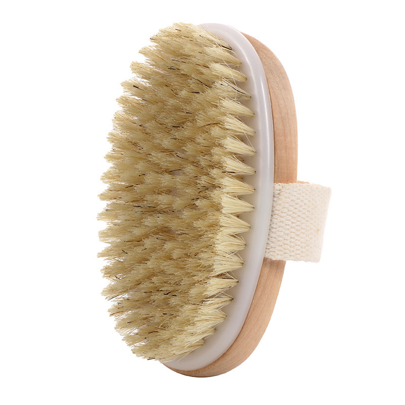 Clearance_Wood Handborstel Exfoliërende badborstel Droge en natte badborstel Airbag Massager Varken Bakkebaarden Scrub Brush_Continuous up
