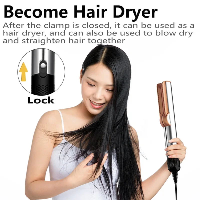 2 IN 1 Professionele Stijltang & Föhn Styling Tool Heat-Up Haar Stijltang Negatieve Ionen Ijzer Langdurige airstrait