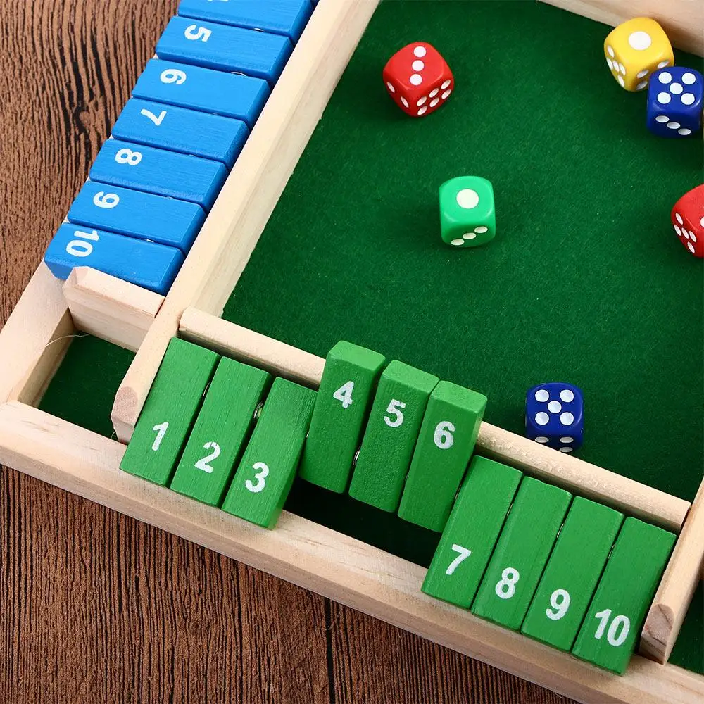 Arithmetik-Würfel, Brettspiel, vierseitig, Flip-Kartenspiele, Box, Würfel, Spielzeug, Holzklappen, Würfel, 4 Spieler, Party, Zahlen, Spiel, Brettspiele