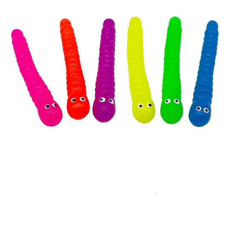 5PCS สี Caterpillar ดึงหนอนก๋วยเตี๋ยว Fidget ของเล่นยืด TPR เชือก Anti Stress String ความเครียดบรรเทาออทิสติก Vent ของเล่น