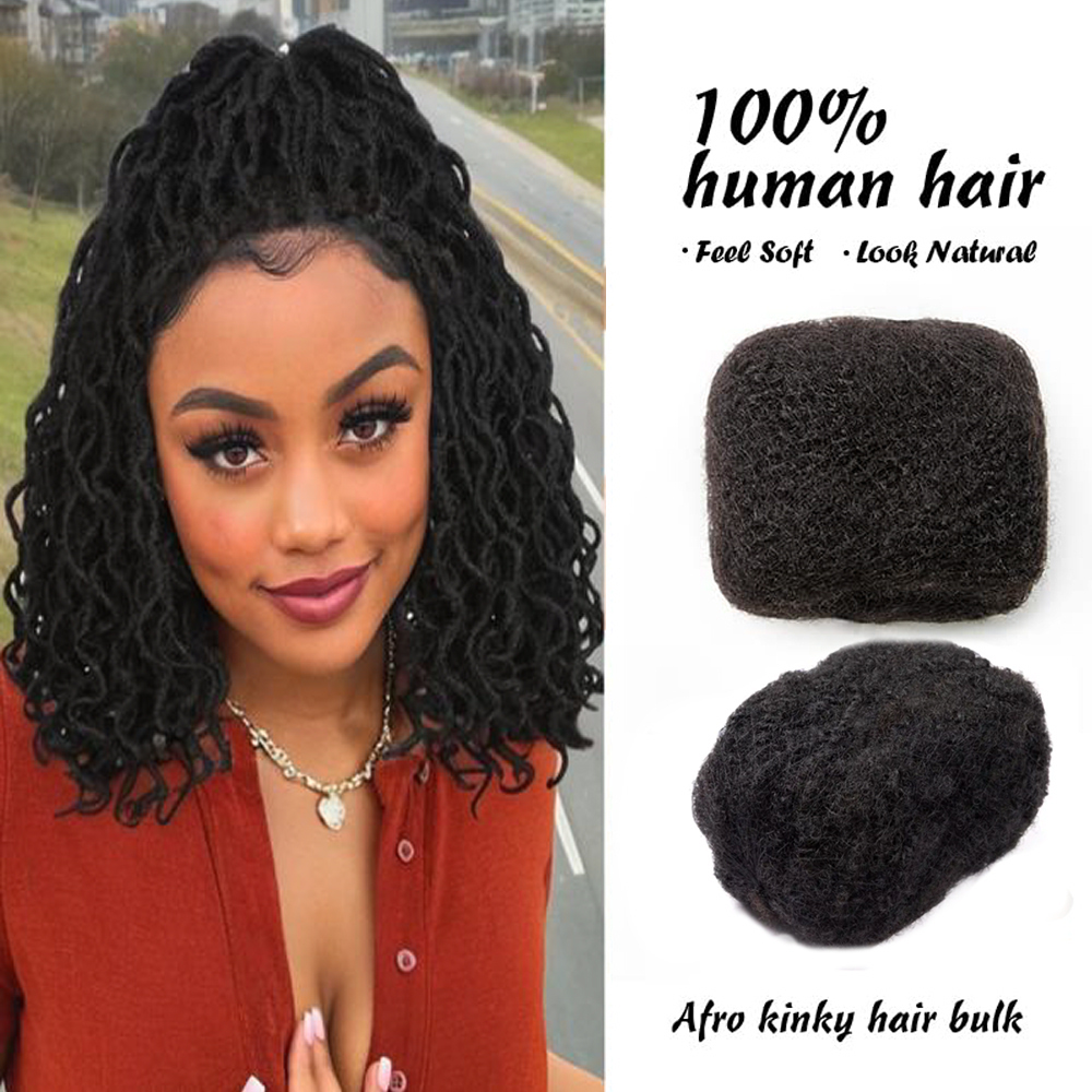 Afro Kinky Hair Bulk para extensões Dreadlock, 100% cabelo humano Kinky, 8 ", 30g por pacote, Premium