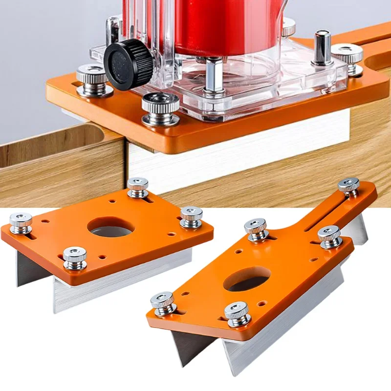 ปรับไม้ Slotting Positioner ไม้ Router Slotting Locator เครื่องมือไม้ Trimmer Router ฐานยึดวงเล็บ