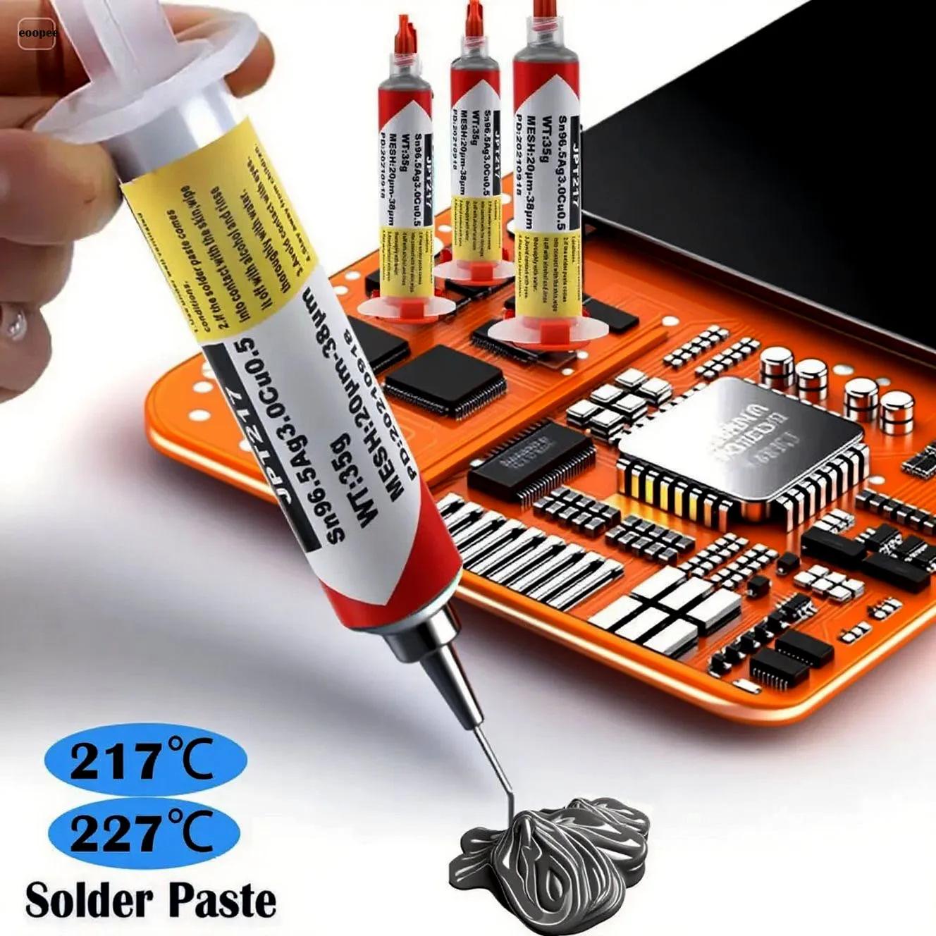 Syringe Solder Paste Lead-Free for SMD BGA IC PCB iPhone Repair 15g/35g/50g Needle Tube 217℃ 227 ℃ No Clean Welding Paste