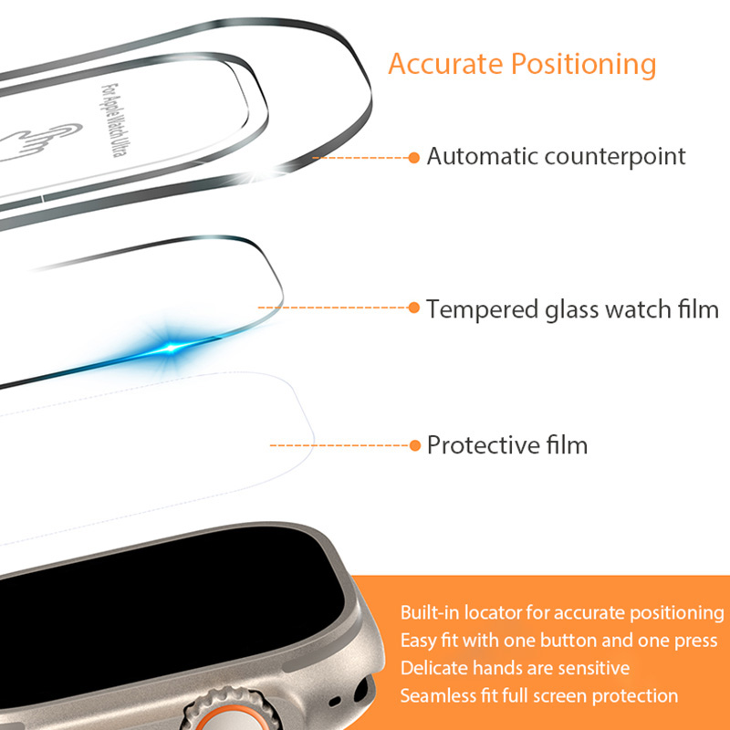 2PCS Tempered Glass Film For Apple Watch Ultra 49mm Alignment Tool With HD Screen Protector For IWatch Ultra 2 49mm Accessories