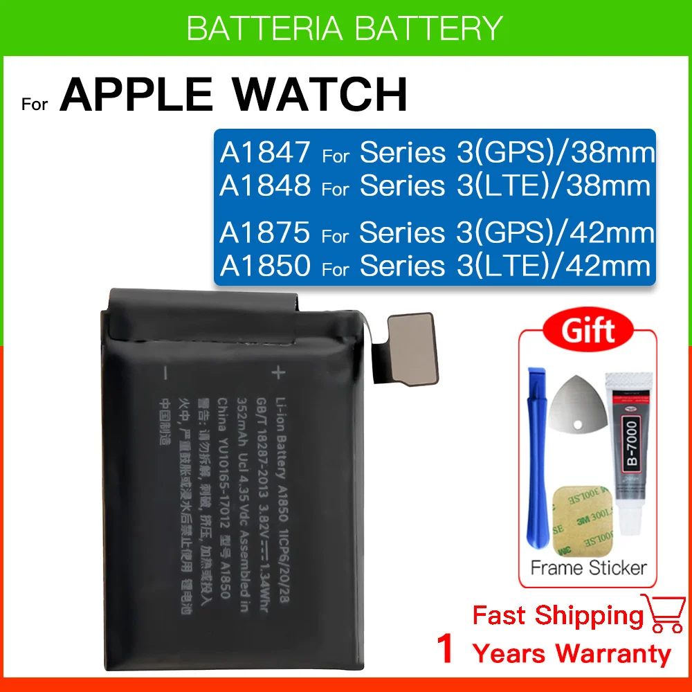 Batteria originale per Apple Watch Series SE 1 2 3 4 5 6 7 8 Bateria per IWatch S1 S2 S3 LTE S4 S5 S6 S7 S8 38/40/41/42/44/45/49mm
