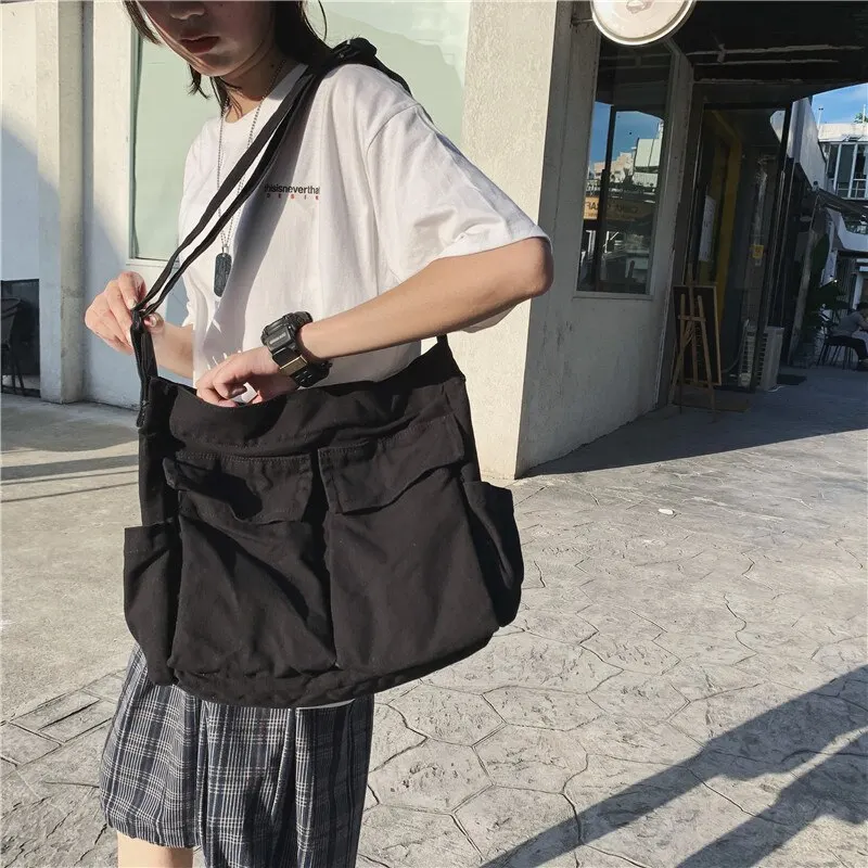 Femmes Vintage sac à main toile adolescent épaule sacs fourre-tout Messenger sacs dames Casual sac à main bandoulière sac à main