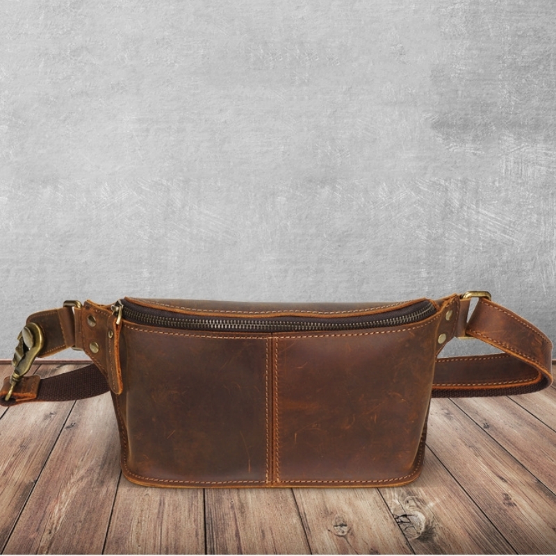 Luxo Multifuncional Fanny Cintura Bolsa para Homens e Mulheres, Couro Genuíno, Sling Shoulder Cross Bag, Outdoor Sport Chest Pack, Alta Qualidade