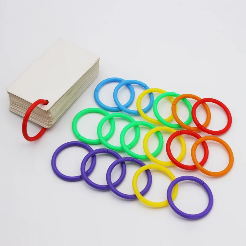 새로운 50 Pcs 15/20/28/40mm 플라스틱 링 바인더 DIY 앨범 서클 루스 리프 책 고리 오프닝 사무실 바인딩 용품 사진 앨범