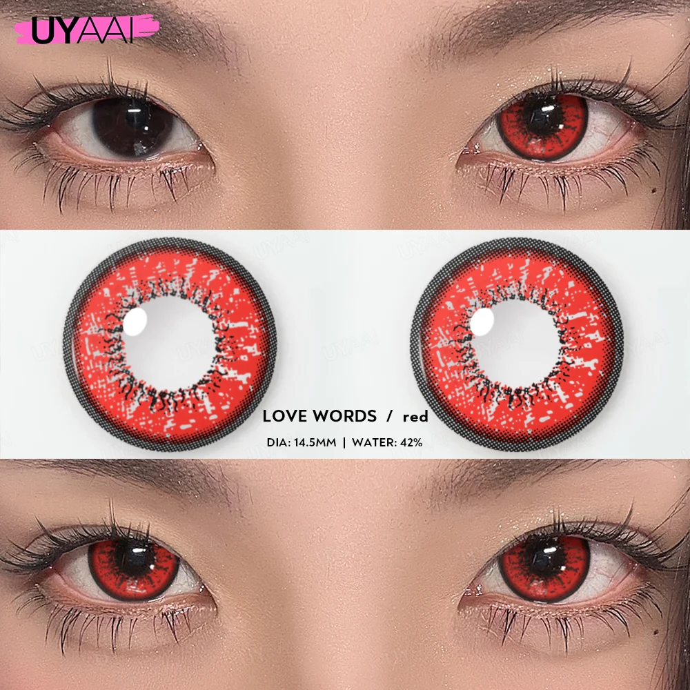 UYAAI 1 คู่ฮาโลวีนสีนักเรียนสําหรับตาคอสเพลย์เลนส์สีแดงอะนิเมะเลนส์สีม่วงที่มีสีสัน Blue Eye Contacts เลนส์สีเหลือง