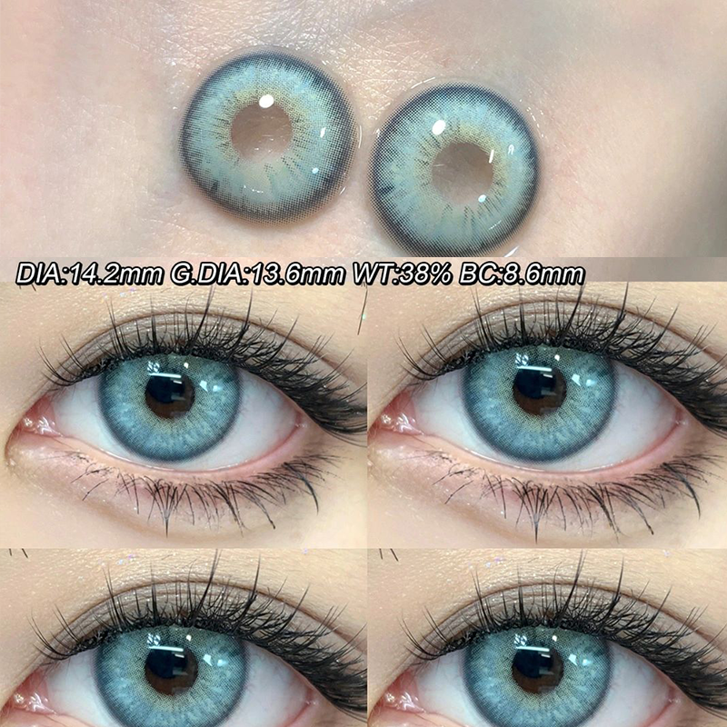 2 uds lentes de contacto de Color anual para ojos miopía lentes de contacto de ojos azules cosméticos para estudiantes belleza dióptrica pupila envío rápido