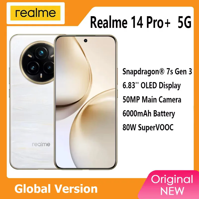 Versione globale realme 14 Pro Plus 5G Smartphone Sony 3X Periscope OIS Fotocamera Snapdragon7s Gen 3 80W SUPERVOOC Carica IP69