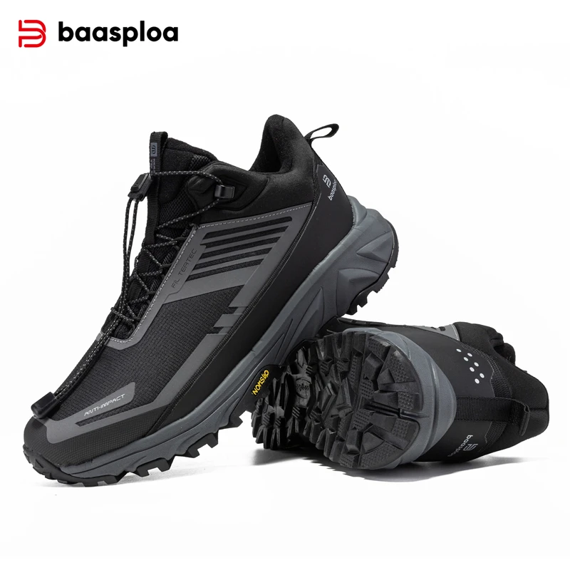 Baasploa hommes hiver coton chaussures confort en peluche chaud extérieur baskets pour hommes nouveau imperméable antidérapant chaussures de randonnée nouveauté