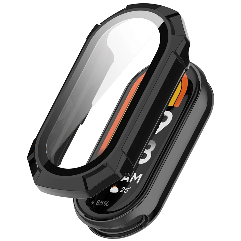 + แก้วสําหรับ Xiao mi mi Band 9 Anti-scratch ป้องกันรอบ PC ป้องกันหน้าจอกันชนสําหรับ mi Band 9 ฝาครอบ SHELL