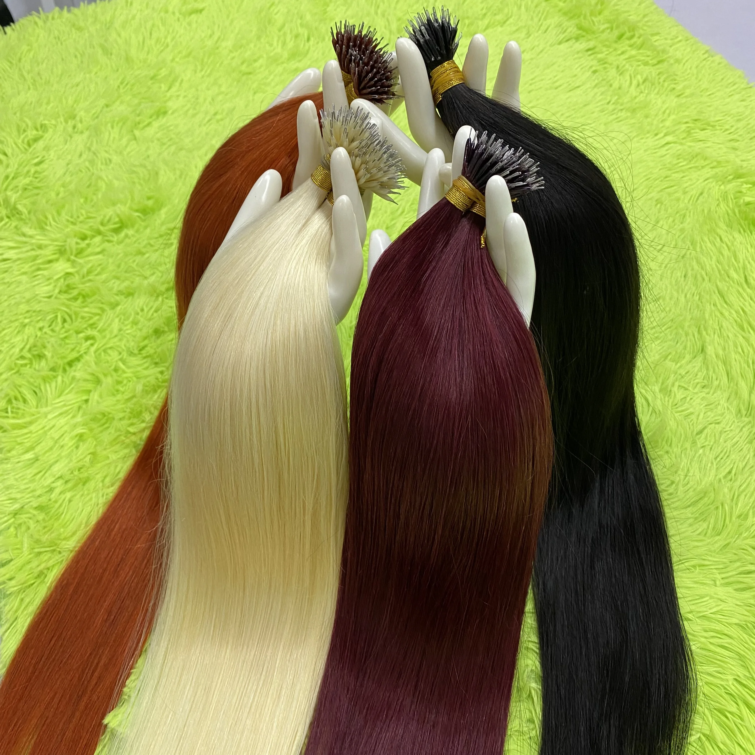 Nano anel extensões de cabelo ombre 100% humano remy extensões de cabelo nano anel micro contas ponta grossa cabeça cheia 18 "-30" extensões