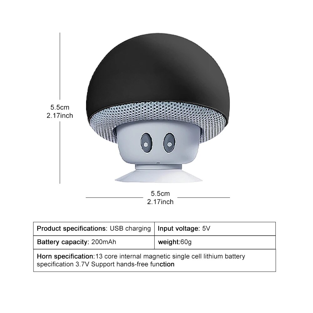 Mini Mushroom Bluetooth-luidspreker - Creatieve mini-zuignap Draagbare slimme luidspreker voor telefoons - Grensoverschrijdend cartooncadeau