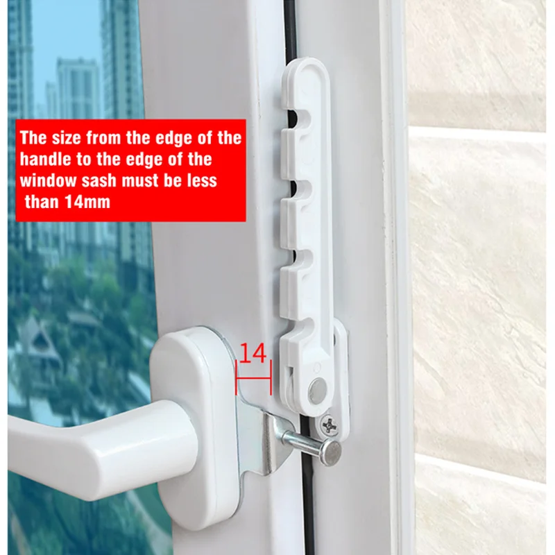 New Inner Window Limiter Latch Position Stopper Casement Wind Brace Home Security Door Windows Sash Lock Child Safety Protection