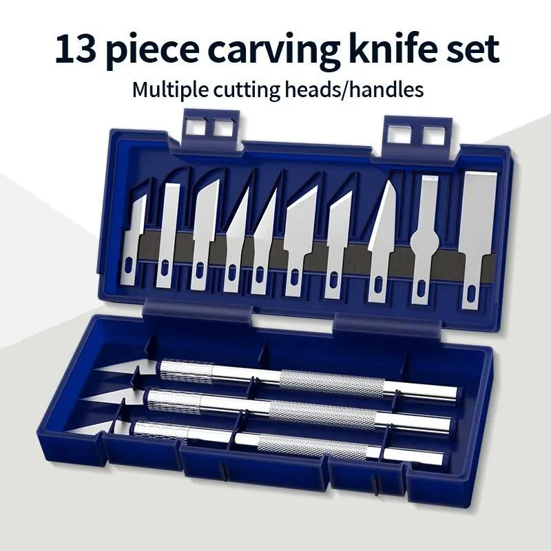 13pcs Carving Knife Set High Carbon Steel Scalpel Knife Tools Kit Polymer Clay Pen Knife Crafts Carving Cutter Repair Tools Set