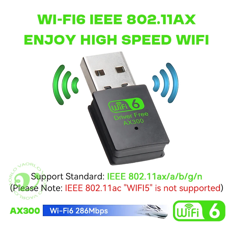 WiFi6 USB Draadloze Netwerkkaart 2.4G High-Speed AX300 Drive Gratis Mini WIFI Adapter Ontvanger Dongle WLAN 286 Mbps Voor Win 7/10/11
