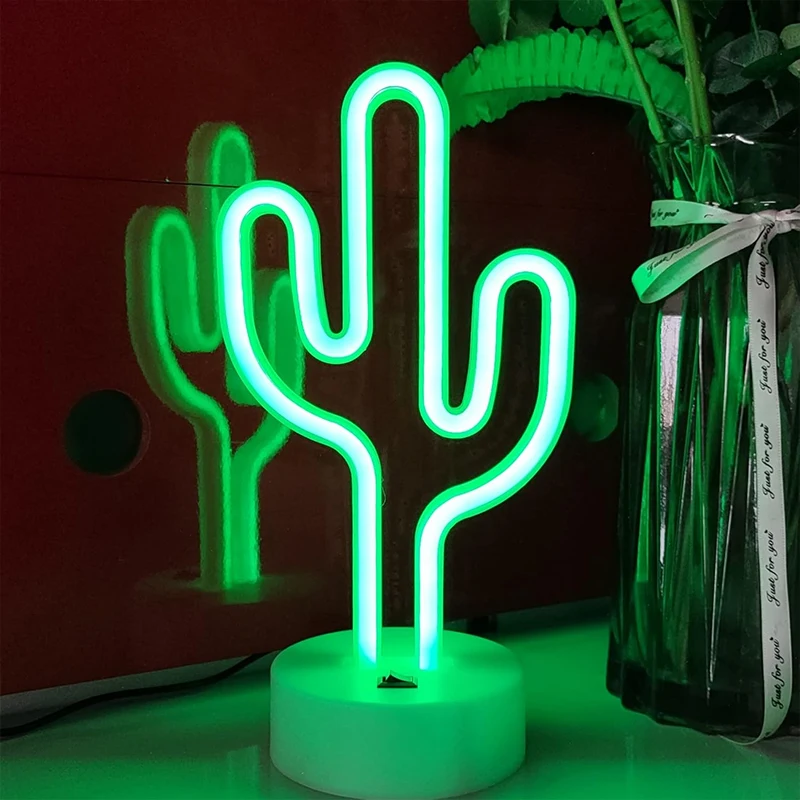Niedliche Kaktus-Neonschild-Lichter, batteriebetrieben und USB-betriebene LED-Tischlampe für Party, Geburtstag, Geschenk, Wohnzimmer, Camping, Sommer, Heimdekoration